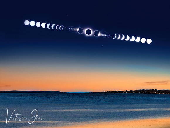 2024 Total Solar Eclipse Over Lake Champlain, VT