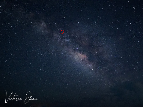 Milky Way with Lagoon Nebula Circled